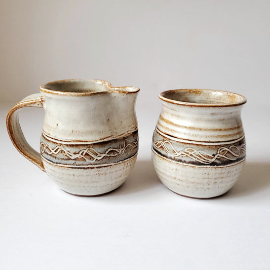Creamer & sugar pot set - handmade