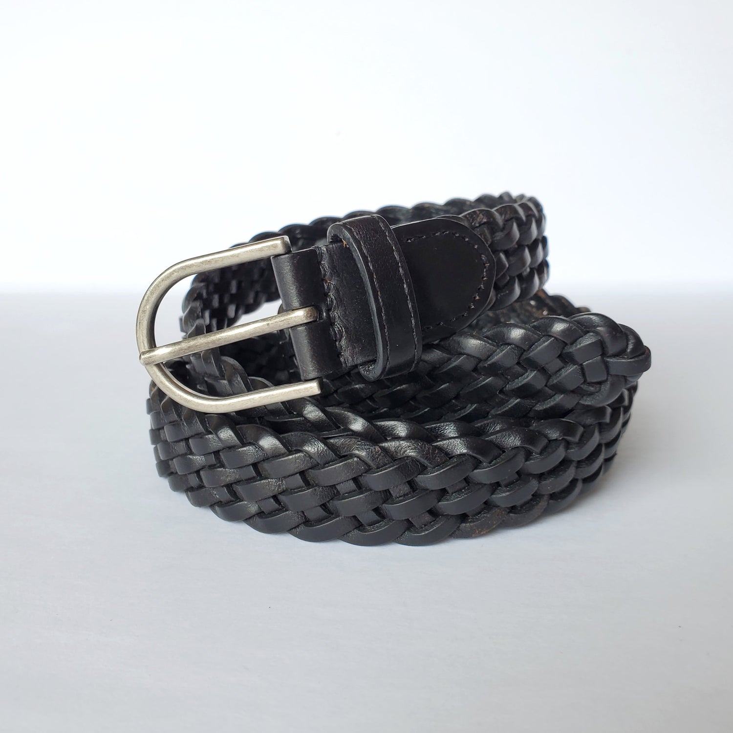 Braided leather belt - black – Förtrollad